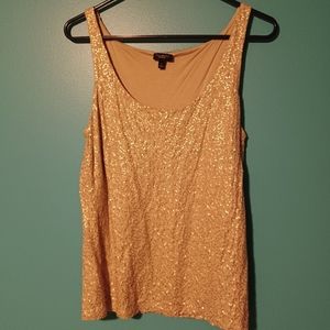 Talbots Large metallic sequined gold tank top